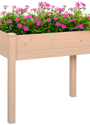 34'' Raised Garden Bed, Elevated Wooden Planter Box DIY Paint with Holes for Vegetables, Herb and Flowers Backyard Use