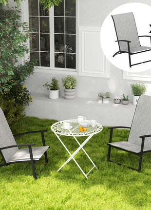 Set of 2 Outdoor Dining Chairs with High Back, Armrests, Folding Patio Chairs for Patio, Lawn, Camping, Gray