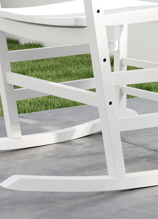 Wooden Outdoor Rocking Chair with Armrests, High Back for Garden, Patio, Balcony, Porch, White