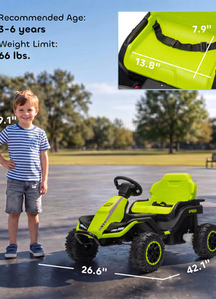 24V Kids Electric Ride On Car with Dual Motors, Remote Control, 4-Wheel Suspension, Soft Start for 3-6 Years, Green