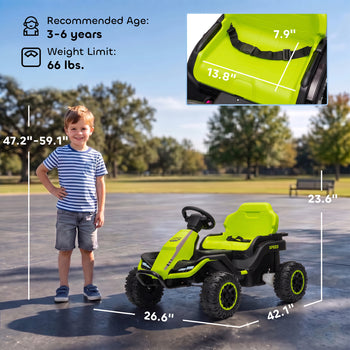 24V Kids Electric Ride On Car with Dual Motors, Remote Control, 4-Wheel Suspension, Soft Start for 3-6 Years, Green