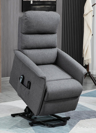 Power Lift Chair with Vibration Massage, Fabric Upholstered Recliner Chair for Elderly with Remote Control, Side Pockets, Grey