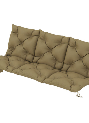 Bench Cushion Non-Slip Outdoor Swing Cushion w/Backrest Side Pocket for 3 Seater Patio Furniture Beige