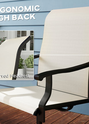 Patio Swivel Chairs Set of 2, High Back Patio Dining Chairs with All-Weather Mesh for Backyard, Lawn, Garden, Beige