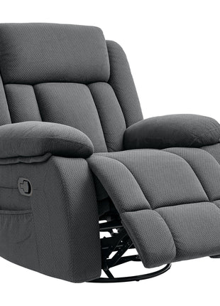 Recliner Massage Armchair with Heat, Oversized Swivel Rocker with Footrest, Remote and Side Pockets, Gray