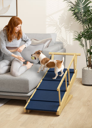 Dog Ramp, Adjustable Height Pet Steps, Foldable Dog Stairs with Non-slip Mat for Small to Large Dogs