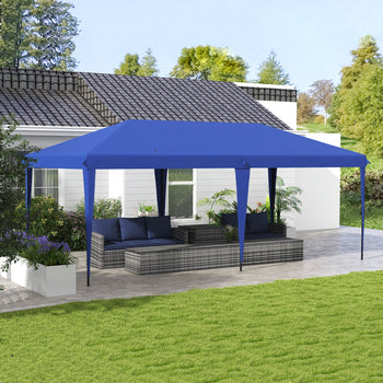 10' x 19.2' Outdoor Gazebo Pop Up Canopy Party Tent with Carrying Bag, Blue
