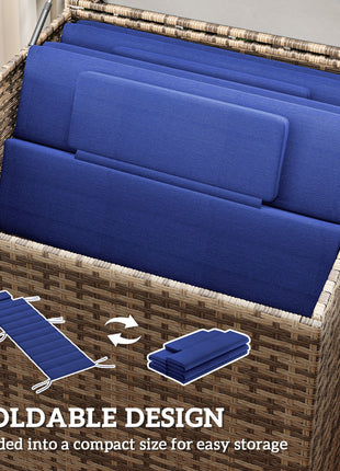 Foldable Chaise Lounge Cushion Set of 2, Outdoor Lounge Chair Cushion Set, UPF50+ 230gsm Olefin, 80" x 26" Dark Blue