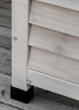 75 Gallon Wooden Deck Box, Outdoor Storage Container with Aerating Gap & Weather-Fighting Finish, Grey