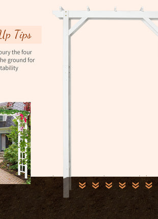 85" Wooden Garden Arbor for Wedding and Ceremony, Outdoor Garden Arch Trellis for Climbing Vines - White