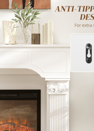 Baroque Fireplace Mantle, Freestanding Fireplace Surround for Electric Fireplaces, 43.3" W x 42.8" H, White