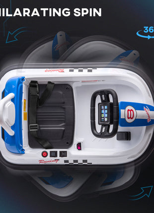Bumper Car for Kids, 360° Rotation 6V Electric Ride On Bumper, White