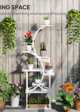 Plant Stand Indoor, 8 Tier 62" S-Shaped Plant Shelf, Corner Plant Rack for Multiple Plants, White