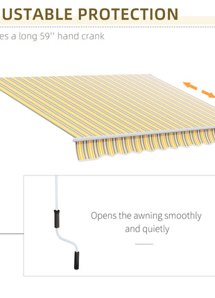 12' x 10' Manual Retractable Awning Outdoor Sunshade Shelter for Patio, Balcony, Yard, with Adjustable & Versatile Design, Yellow and Gray