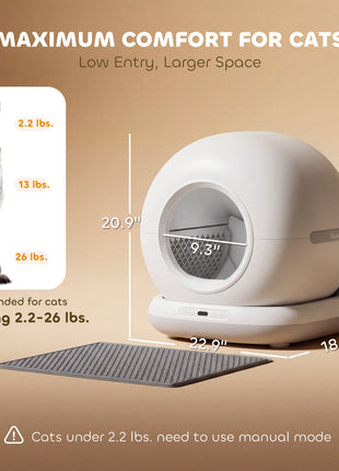 72L Automatic Litter Box, Self Cleaning Litter Box, App Control, Odor & Noise Control, Safety Sensors, Deodorant Gel