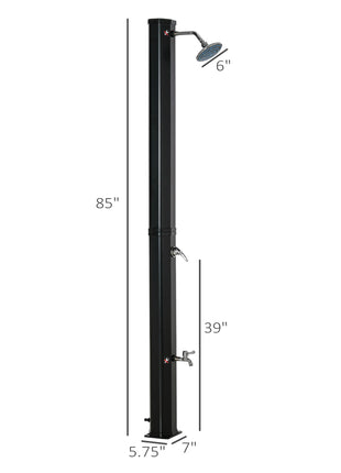 7ft Outdoor Solar Heated Shower with 360 Rotating Shower Head, Foot Shower Faucet, Temperature and Pressure Adjustable, Holds 9.2 Gallons for Backyard Pool