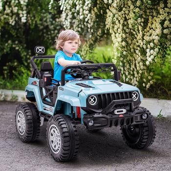 12V Kids Ride on Car with Remote Control, Battery-Operated Ride on Toy with Spring Suspension, Led Lights, Music, Horn, 3 Speeds, USB, MP3, Blue