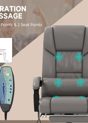 Massage Office Chair with 6 Vibrating Points, High Back Reclining Office Chair with Footrest and Remote, Gray
