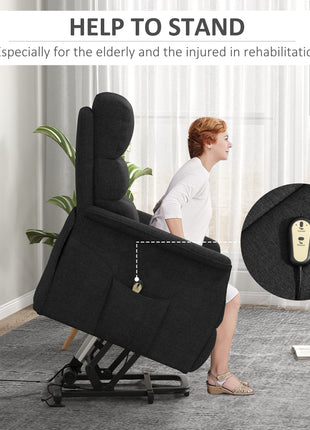 Power Lift Chair for Seniors, Electric Lift Recliner Chair with Remote Control, Side Pockets for Living Room, Black