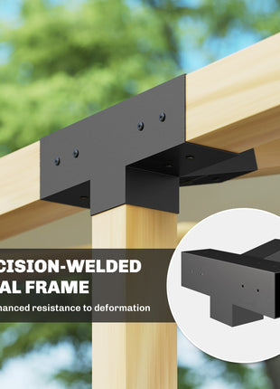 Pergola Kit, 15° Slanted Pergola Brackets w/ 4-Way/3-Way Brackets, Post Bases, Wall Mounts for 3.6" X 3.6" Lumber, Black