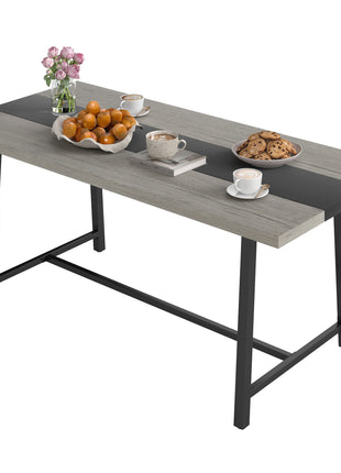 Industrial Kitchen Table for 8 People, 70.9" Long Dining Table with Large Tabletop and Steel Legs for Dining Room, Gray