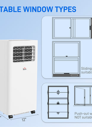 8000 BTU Mobile Air Conditioner, 345 Sq. Ft., AC Unit with Dehumidifier, Sleep, 24H Timer On/Off, Window Kit, White
