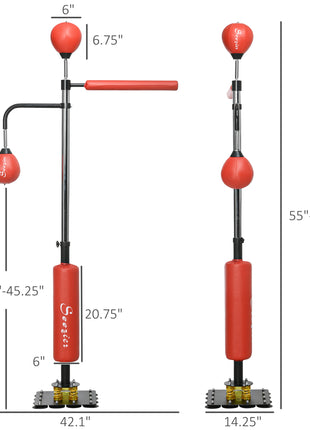 4.6'-6.7' Speed Bag Boxing Bag Stand, Reflex Bag Boxing Training Equipment, Speed Punching Bag, Red