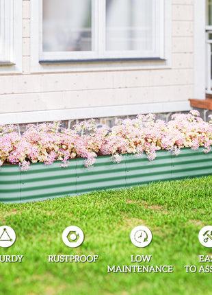 7.9' x 2' x 1' Galvanized Raised Garden Bed Kit, Metal Planter Box with Safety Edging, Green