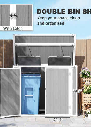 4.7 x 2.5FT Outdoor Horizontal Storage Shed, Lockable Trash Can Storage with Chain Lid, Gray