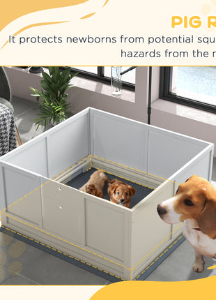 Whelping Box for Puppies with Pee Pad, Pig Rail, Adjustable Door for Small, Medium & Large Breed Dogs Birth, 41" x 39"