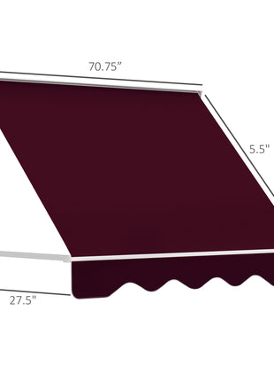 6' Drop Arm Manual Retractable Window Awning Sun Shade Shelter for Patio Balcony Outdoor, Aluminum, Wine Red