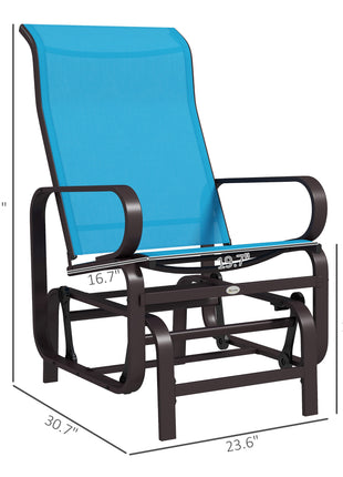 Gliding Lounger Chair, Single Rocker with Lightweight Metal & Mesh Construction, Blue