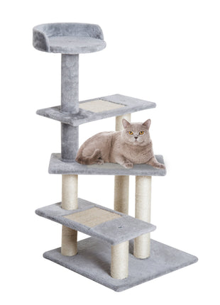 40" 5-Level Revolving Stair Cat Tree Scratcher Climbing Activity Tower with Play Center and Resting Perch - Gray