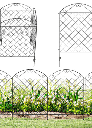 Garden Fence, 4 Pack Steel Fence Panels, 11.5' L x 43" H, Rust-Resistant Decorative Border Flower Edging for Yard, Landscape, Patio, Outdoor Decor, Curved Vines