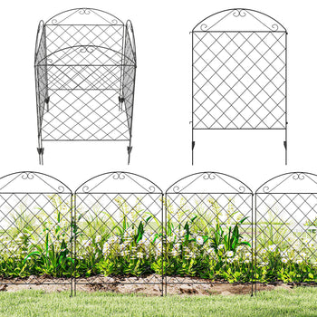 Garden Fence, 4 Pack Steel Fence Panels, 11.5' L x 43" H, Rust-Resistant Decorative Border Flower Edging for Yard, Landscape, Patio, Outdoor Decor, Curved Vines