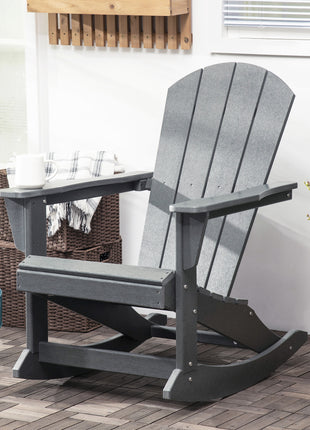 Outdoor Rocking Chair, HDPE Adirondack Porch Rocker Chair for Garden, Patio, Light Gray