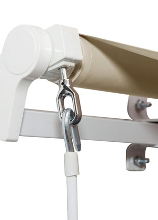 12' x 8' Patio Awning, Canopy Retractable Sun Shade Shelter w/ Manual Crank Handle for Deck, Yard, Cream White