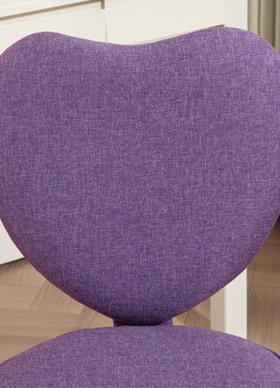 Heart Love Shaped Back Design Office Chair with Adjustable Height, Purple