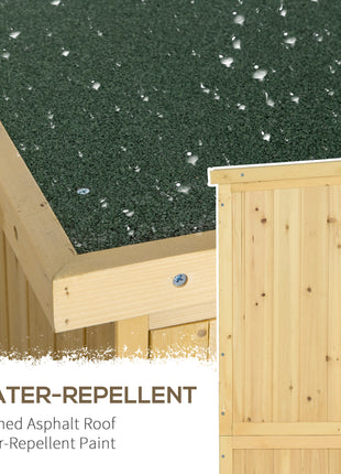 5' x 3' Wooden Garden Storage Shed, Sheds & Outdoor Storage with Asphalt Roof & 2 Large Wood Doors with Lock, Natural