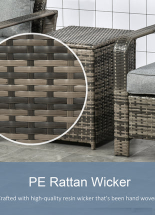 3 Piece Patio Furniture, PE Wicker Storage Table & Chairs, Gray