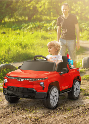12V Chevrolet Silverado EV RST Licensed Kids Electric Car with Parent Remote Control, Spring Suspension, Red