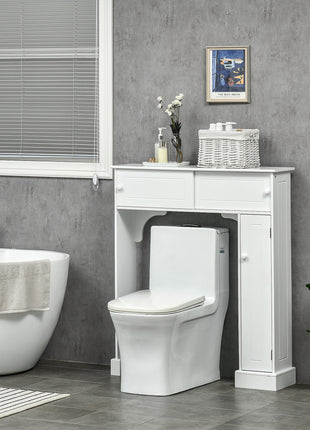 Over The Toilet Bathroom Cabinet, Freestanding Bathroom Storage Organizer with Adjustable Shelves, Toilet Rack, White