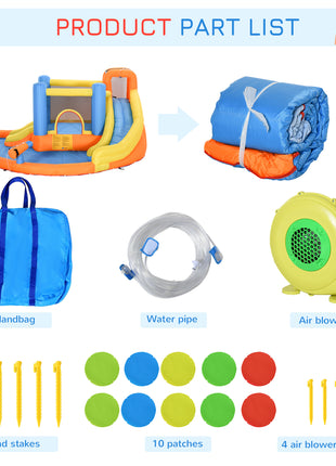 5-in-1 Kids Inflatable Bounce House Jumping Castle with Water Pool, Slide, Climbing Walls & 2 Water Guns