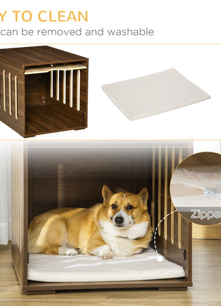 Furniture Style Dog Crate End Table with Removable Door Panel, Dog Crate Bed with Foam Cushion, Safety Lock, Indoor Use, for Small & Medium Dogs, Brown