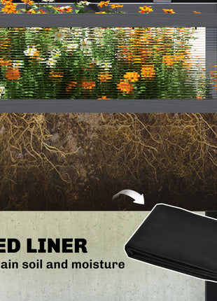 Raised Garden Bed with Flip-Up Mini Greenhouse, Elevated Planter Box with Legs and Bed Liner for Flowers, Vegetables