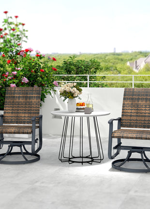 Wicker Rattan Swivel Patio Glider Chair Set of 2, Outdoor Glider Chair with Steel Frame, High Back, Brown