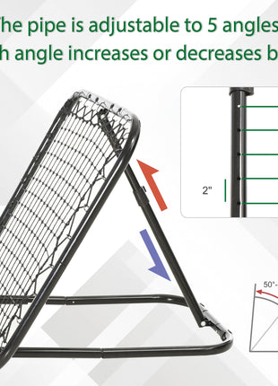 Soccer Rebounder Net, 3' x 3', Angle Adjustable Portable Training Goal Net with Quick Folding Design, Sturdy Metal Tube