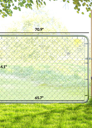 Garden Gate Chain Link Fence Gate, Galvanized Steel Garden Door for Yard Entrance Way, 47.2 x 70.9 in., Silver