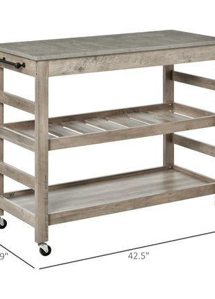 Kitchen Cart, Rolling Kitchen Island Utility Trolley with Stainless Steel Top