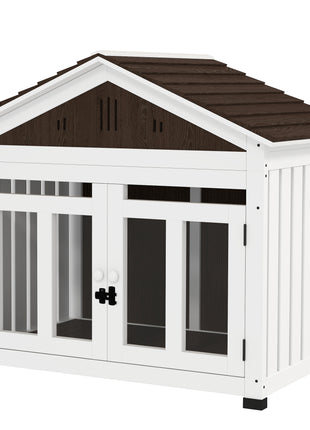 40"L Wooden Dog House Outdoor Indoor for Small, Medium, Large Dogs, with Air Vents & Elevated Removable Floor